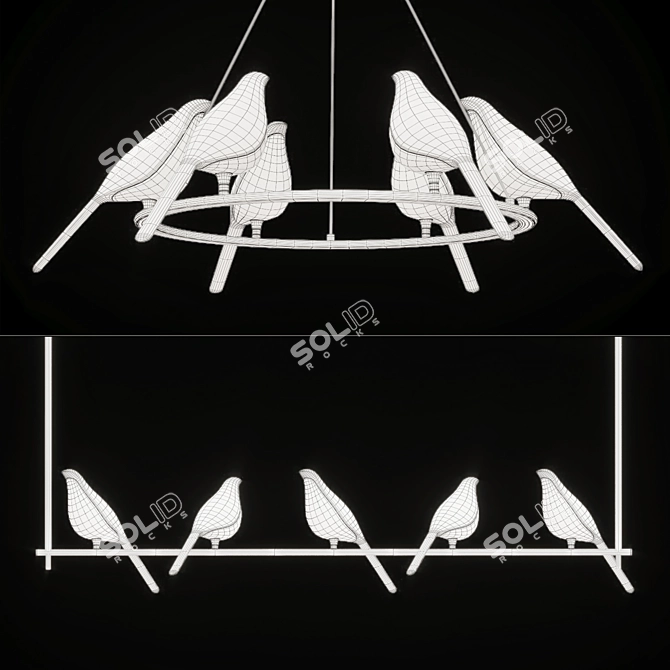 NOMI Bird Chandelier: Stylish Avian-inspired Lighting 3D model image 5