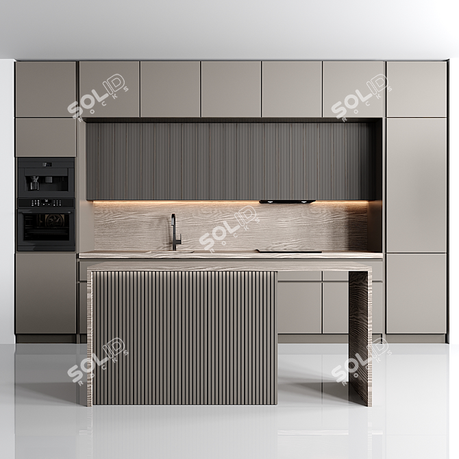 Modern Kitchen Set 3D Model 3D model image 1