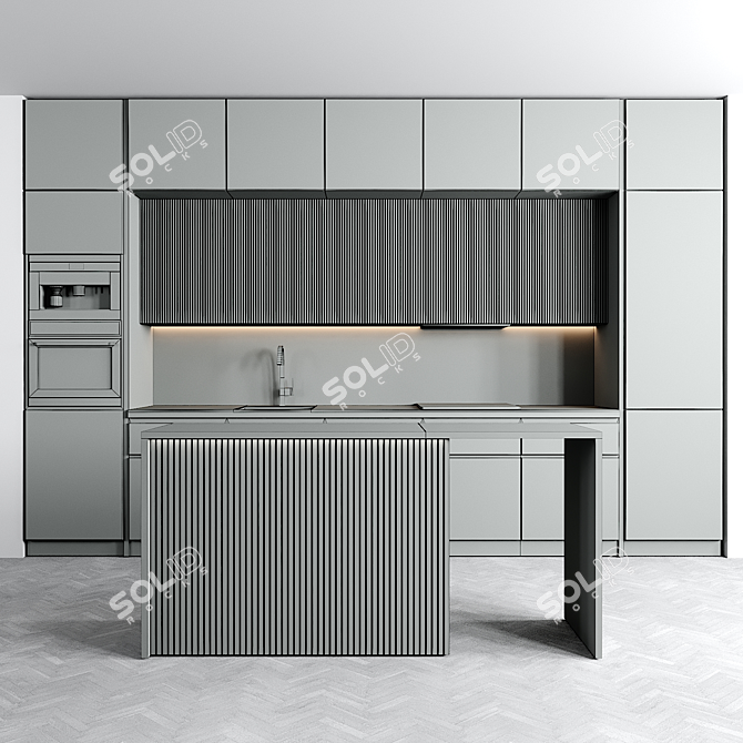 Modern Kitchen Set 3D Model 3D model image 4