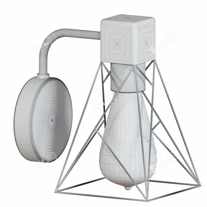 Industrial Loft Wall Lamp: Stylish Design 3D model image 2