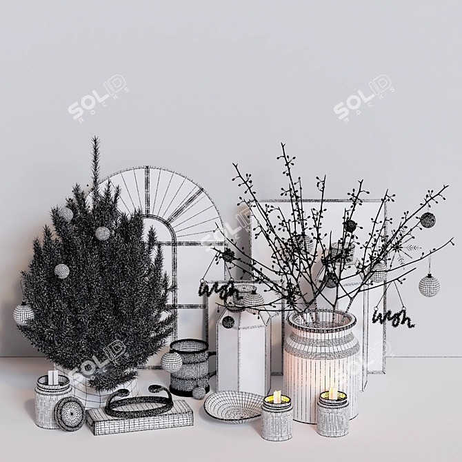 Festive Holiday Decor Set 3D model image 5