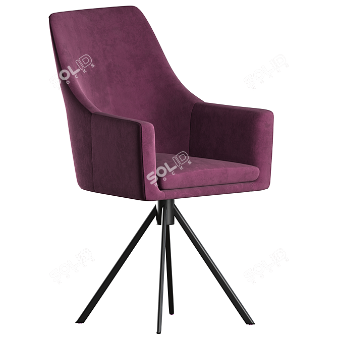 Unique Half Armchair Miami in Metal Support 3D model image 1