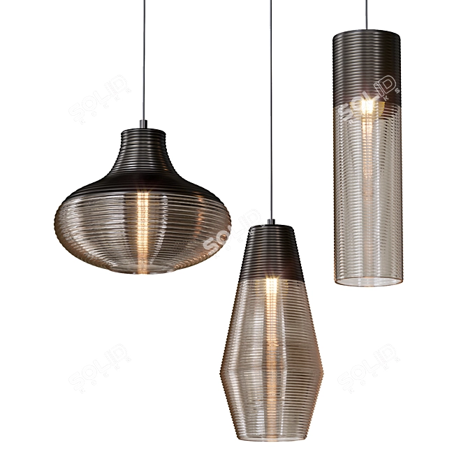 Elegance in Glass: Modern Pendant Light 3D model image 1