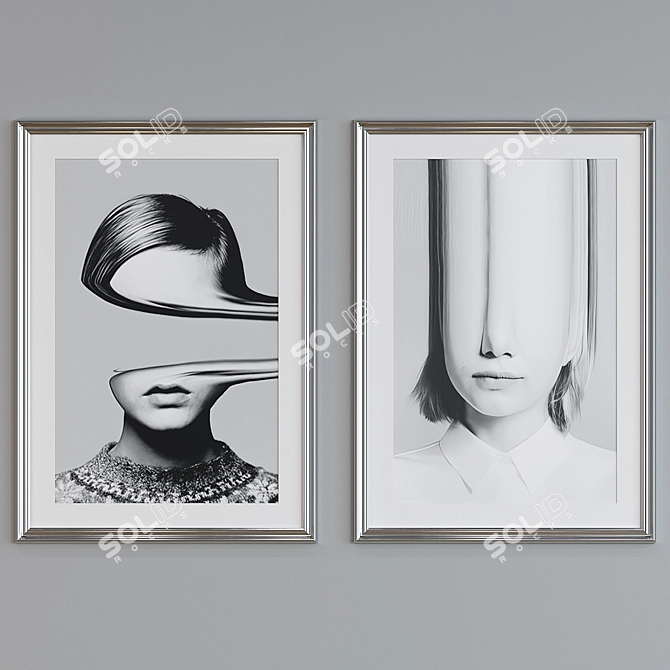 Modern Abstract Picture Frame Set 3D model image 3