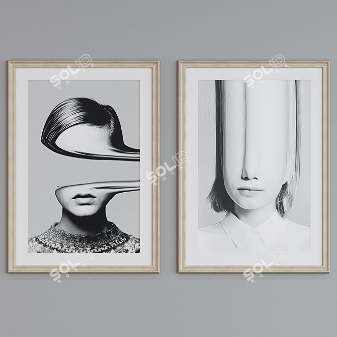 Modern Abstract Picture Frame Set 3D model image 5