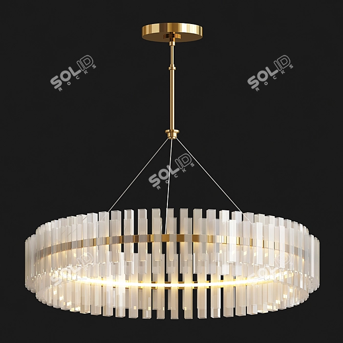 Radiant Round Crystal LED Chandelier 3D model image 2