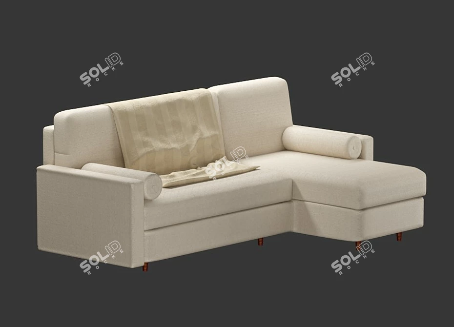 SCANDICA Corner Sofa with Matting and Velor Upholstery 3D model image 3