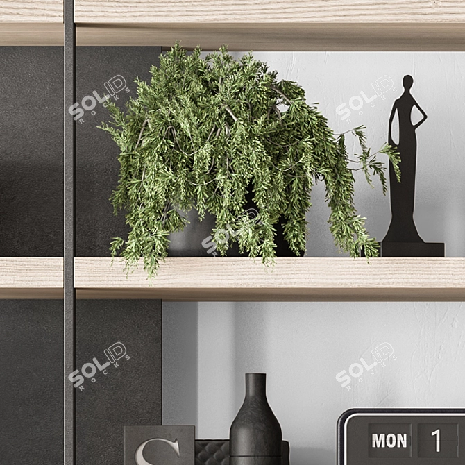 Rustic Charm Wood & Metal Shelves 3D model image 3