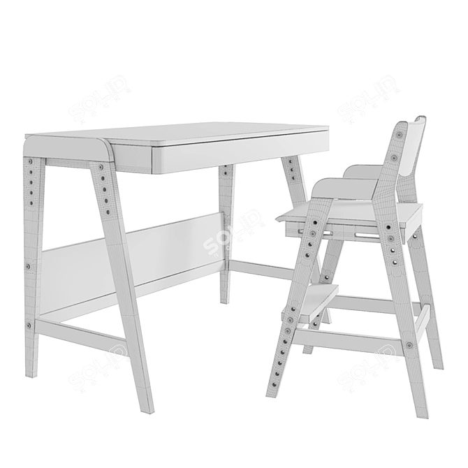 Woody Baby Growth Set: Table and Chair 3D model image 2