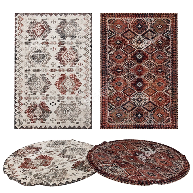 Versatile Rug Set: 8 Stunning Designs 3D model image 1