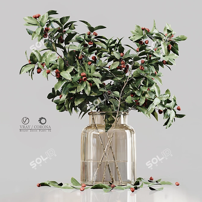 Lush Indoor Plant Bouquet 3D model image 1