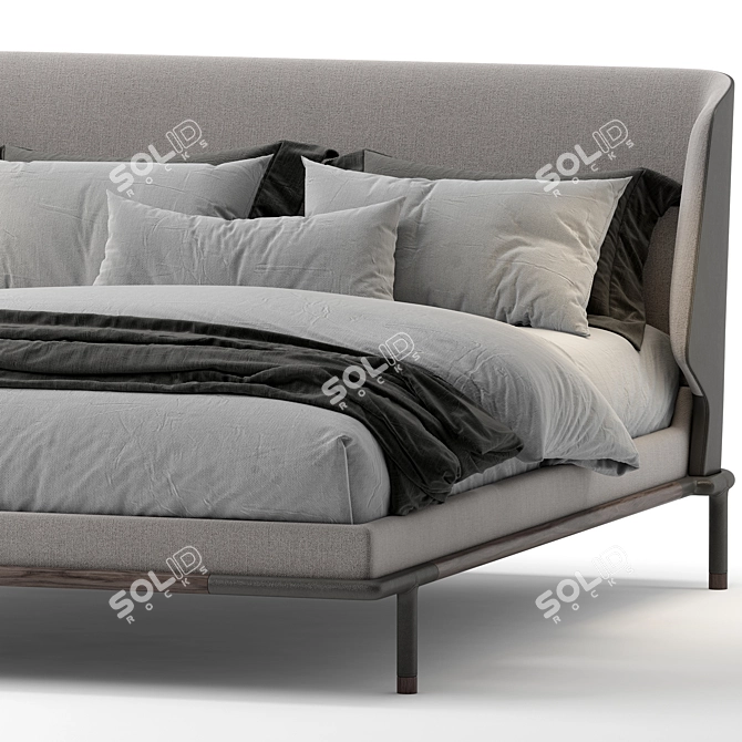 Luxury Frigerio_Alfred Bed: Fabric, Leather & Wood 3D model image 4