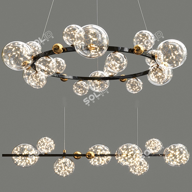 Luxury LED Chandelier Illumination 3D model image 2