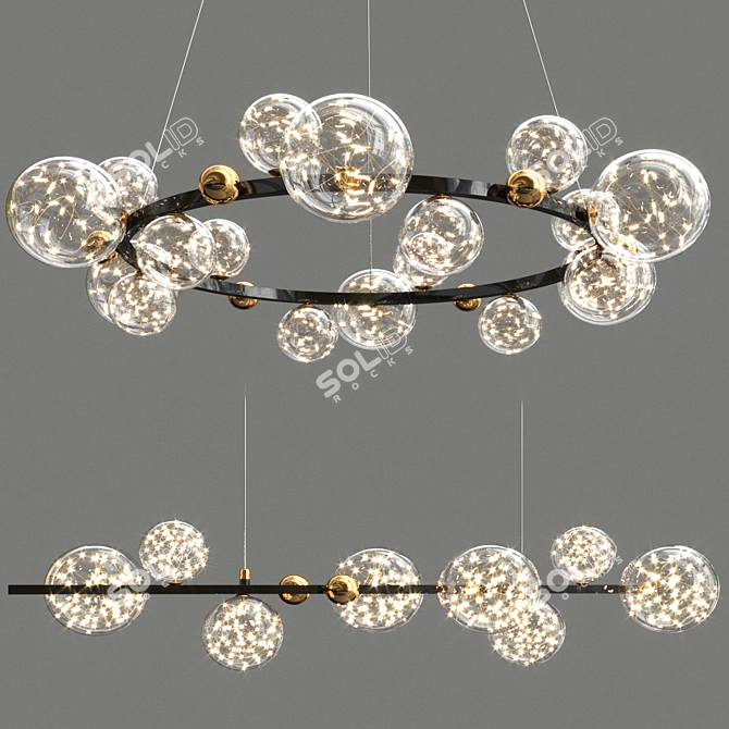 Luxury LED Chandelier Illumination 3D model image 4