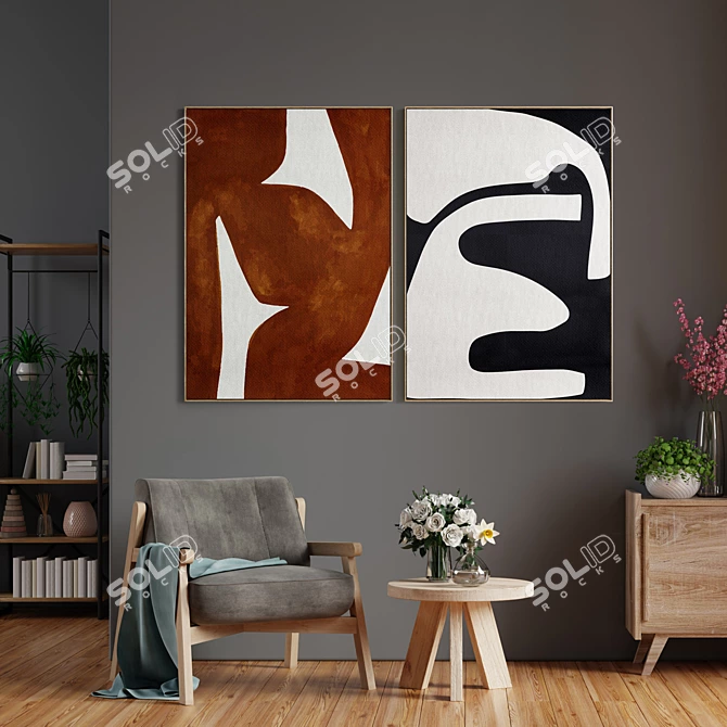 Modern Art Frame Set 3D model image 4