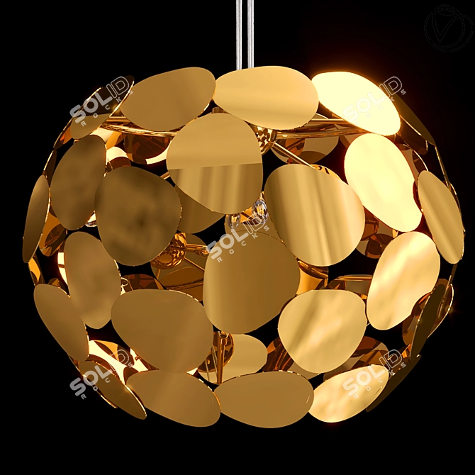 Brass Plate Ball Chandelier 3D model image 2