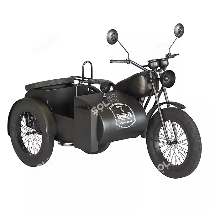 Vintage Industrial Side-Car: Stylish Décor Accessory 3D model image 2