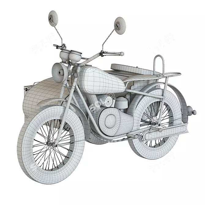 Vintage Industrial Side-Car: Stylish Décor Accessory 3D model image 3