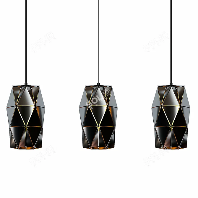 Elegant Black Hanging Lamp 3D model image 1