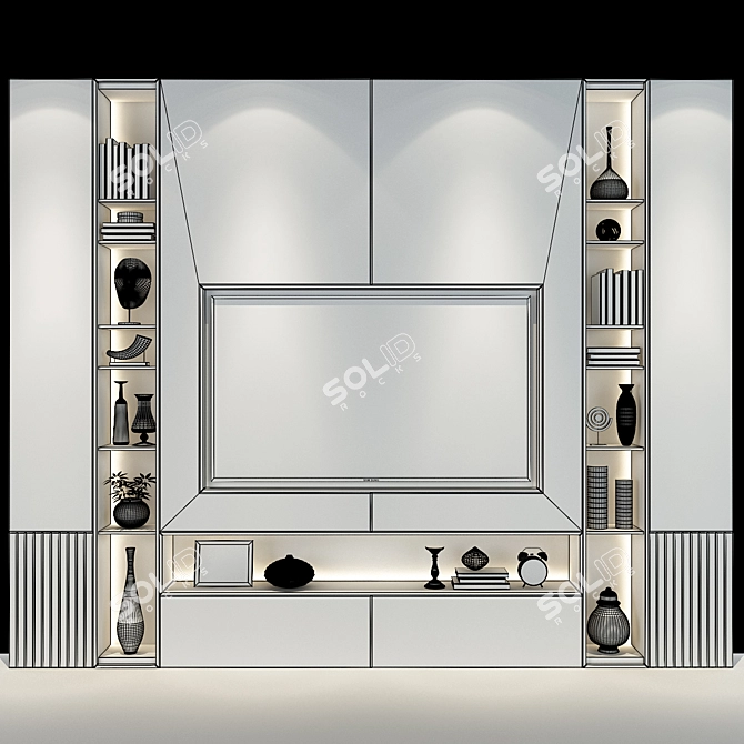 Sleek TV Wall Set 296 3D model image 2