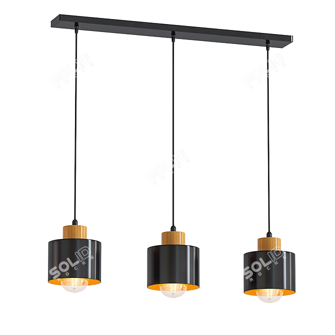 Modern 3-Light Linear Pendant 3D model image 1