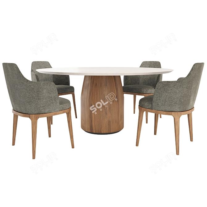 Elegant Lucylle Chair & Bule Table 3D model image 1
