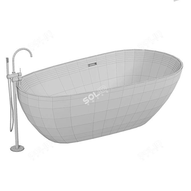 Modern Oval Acrylic Bathtub 3D model image 3