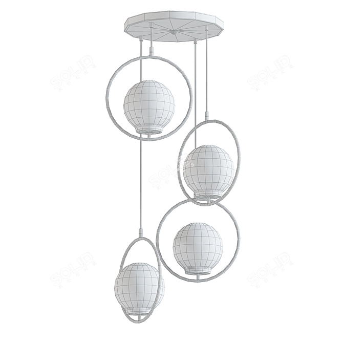 Contemporary 4-Light Sphere Pendant 3D model image 2