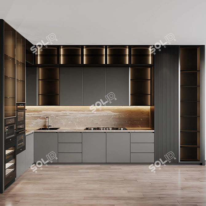 Modern Kitchen Set with High-End Appliances 3D model image 1