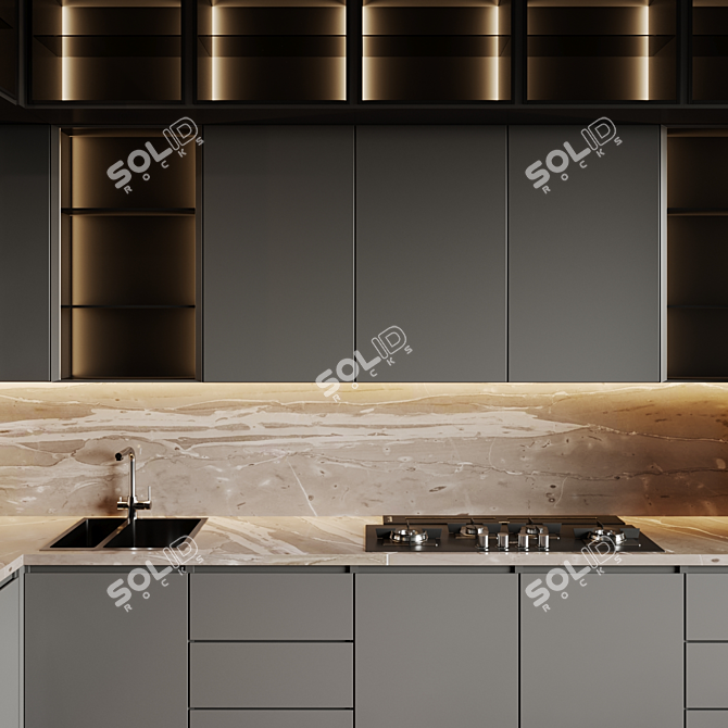 Modern Kitchen Set with High-End Appliances 3D model image 4