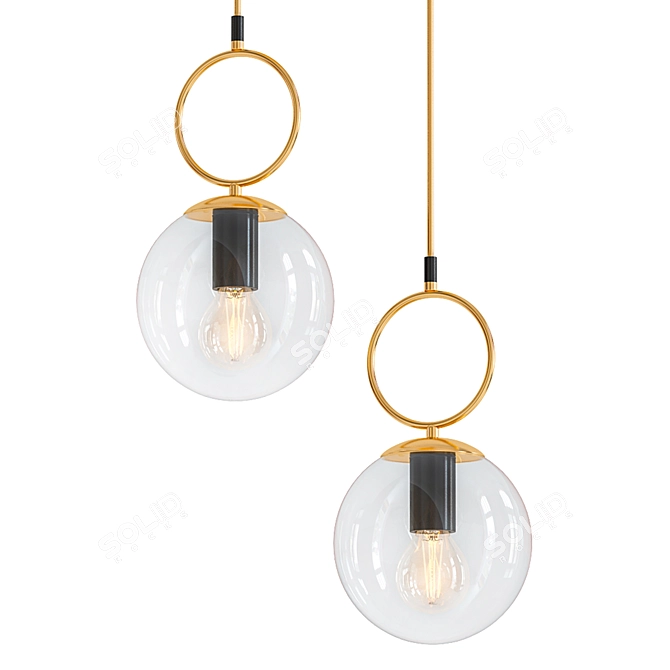 Modern 2-Light Sphere Pendant 3D model image 1