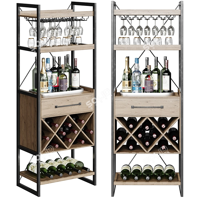 Sleek Wine Shelf: High-Quality, Render-Ready 3D model image 1