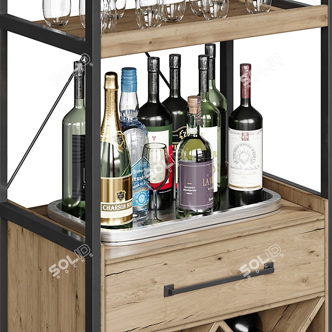 Sleek Wine Shelf: High-Quality, Render-Ready 3D model image 2