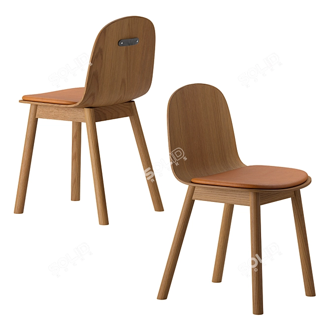 Elegant Oak Potato Chair with Seat Pad 3D model image 1