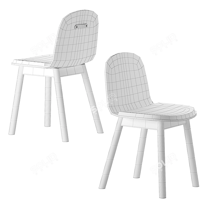 Elegant Oak Potato Chair with Seat Pad 3D model image 3