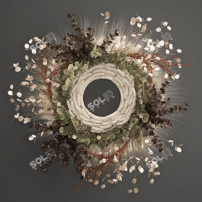 Golden Harvest Wheat Wreath 3D model image 1