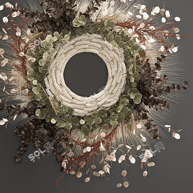 Golden Harvest Wheat Wreath 3D model image 3