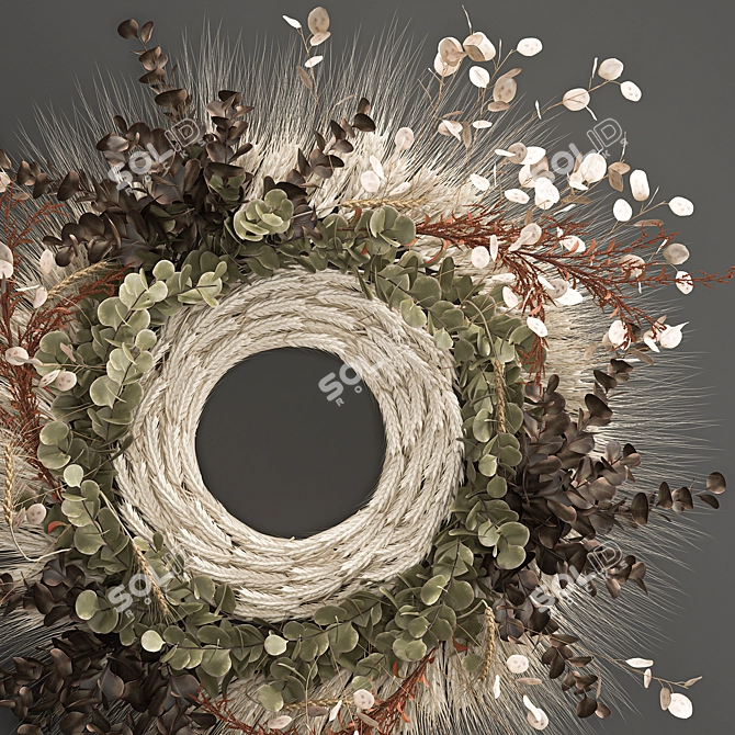 Golden Harvest Wheat Wreath 3D model image 4