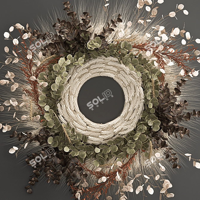 Golden Harvest Wheat Wreath 3D model image 5