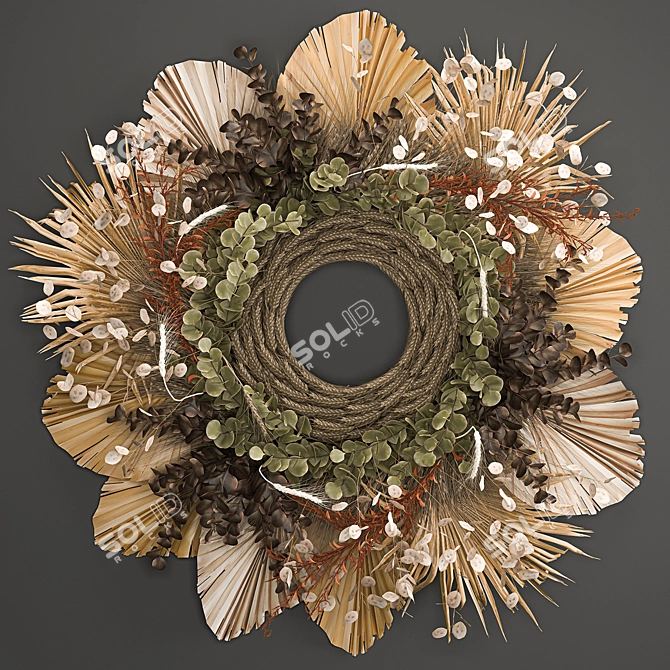 Organic Wheat Decor Wreath 3D model image 1