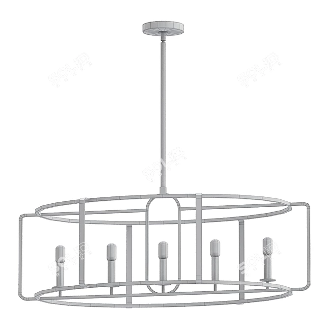 Santina 5-Light Linear Suspension: Elegant Illumination 3D model image 2