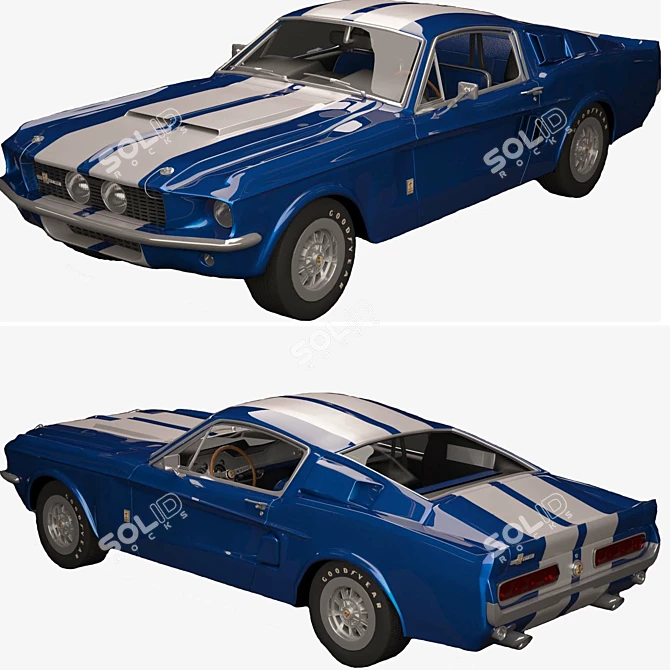 Classic Shelby GT500 1967: Iconic Blue Beauty 3D model image 4