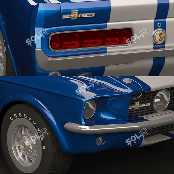 Classic Shelby GT500 1967: Iconic Blue Beauty 3D model image 7