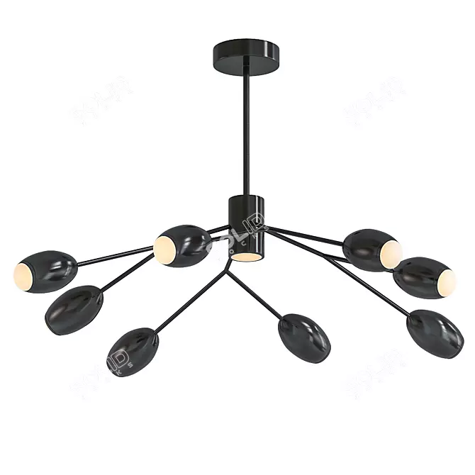 Sleek Black Acrylic Chandelier 3D model image 1