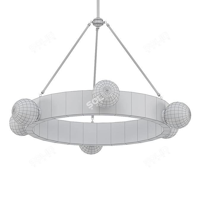 Vintage White Wood Chandelier 3D model image 2