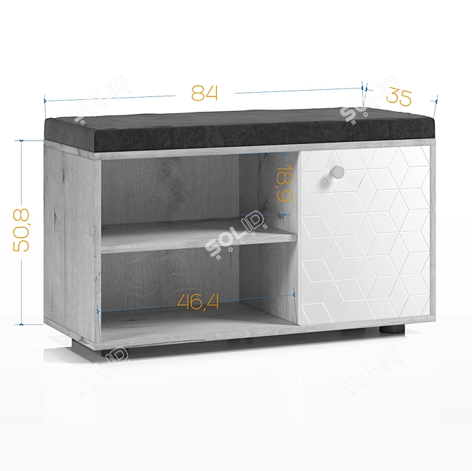 Compact and Stylish Shoe Rack: Tonheim-2 3D model image 5