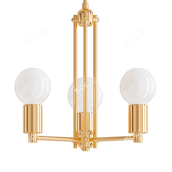 Elegant Brass Art Deco Chandelier 3D model image 1