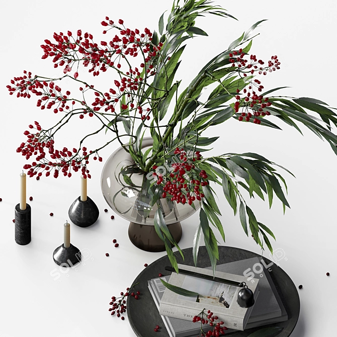 Decorative Berry Bouquet Set - Elegant Home Decor! Elegant Berry Bouquet Set 3D model image 2