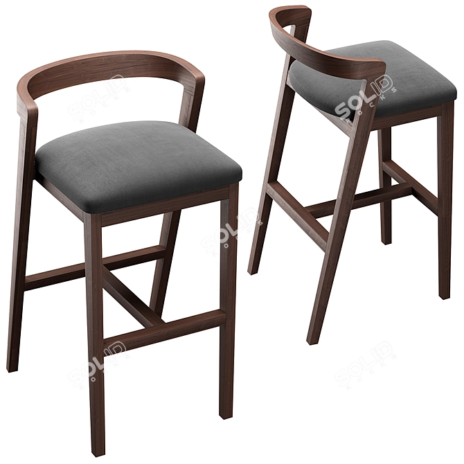 Sleek Venus Bar Stool 3D model image 6