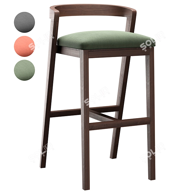 Sleek Venus Bar Stool 3D model image 8